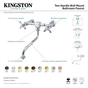 Heritage KS1216AX Two-Handle 2-Hole Wall Mount Bathroom Faucet, Polished Nickel