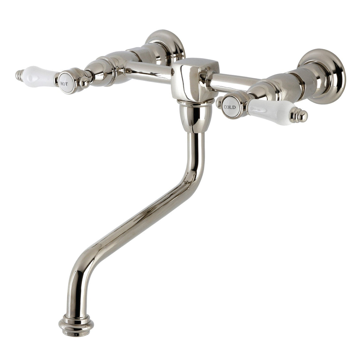 Bel-Air KS1216BPL Two-Handle 2-Hole Wall Mount Bathroom Faucet, Polished Nickel
