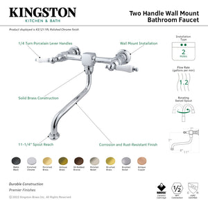 Heritage KS1218PL Two-Handle 2-Hole Wall Mount Bathroom Faucet, Brushed Nickel