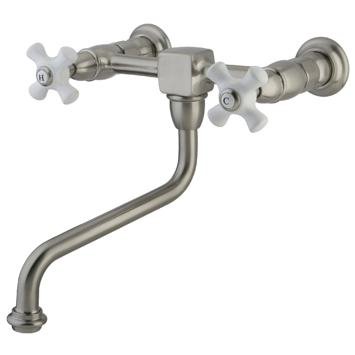 Heritage KS1218PX Two-Handle 2-Hole Wall Mount Bathroom Faucet, Brushed Nickel