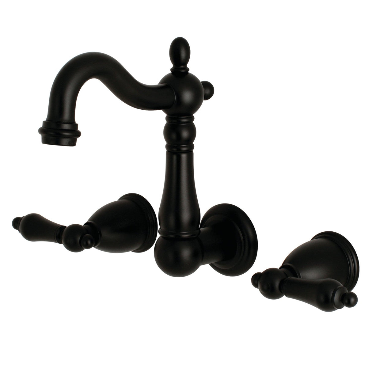 Heritage KS1220AL Two-Handle 3-Hole Wall Mount Bathroom Faucet, Matte Black
