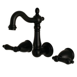 Heritage KS1220AL Two-Handle 3-Hole Wall Mount Bathroom Faucet, Matte Black