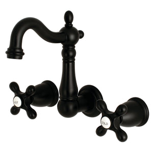 Heritage KS1220AX Two-Handle 3-Hole Wall Mount Bathroom Faucet, Matte Black