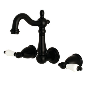 Heritage KS1220PL Two-Handle 3-Hole Wall Mount Bathroom Faucet, Matte Black