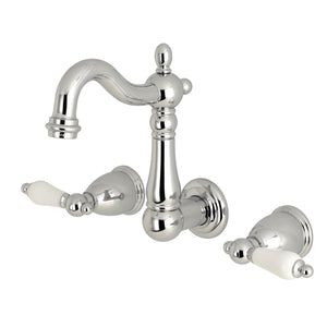 Heritage KS1221PL Two-Handle 3-Hole Wall Mount Bathroom Faucet, Polished Chrome