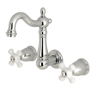 Heritage KS1221PX Two-Handle 3-Hole Wall Mount Bathroom Faucet, Polished Chrome