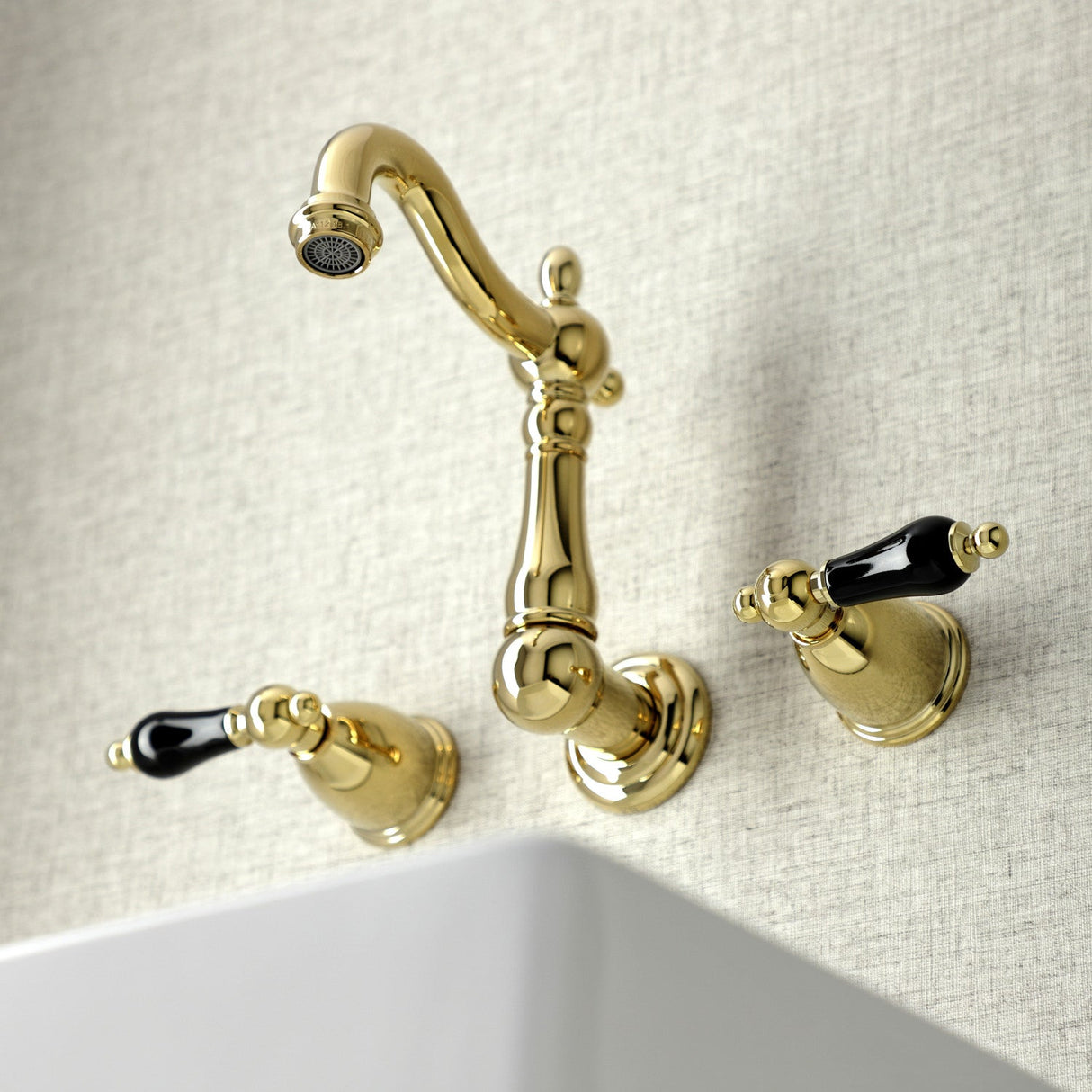 Duchess KS1222PKL Two-Handle Wall Mount Bathroom Faucet, Polished Brass
