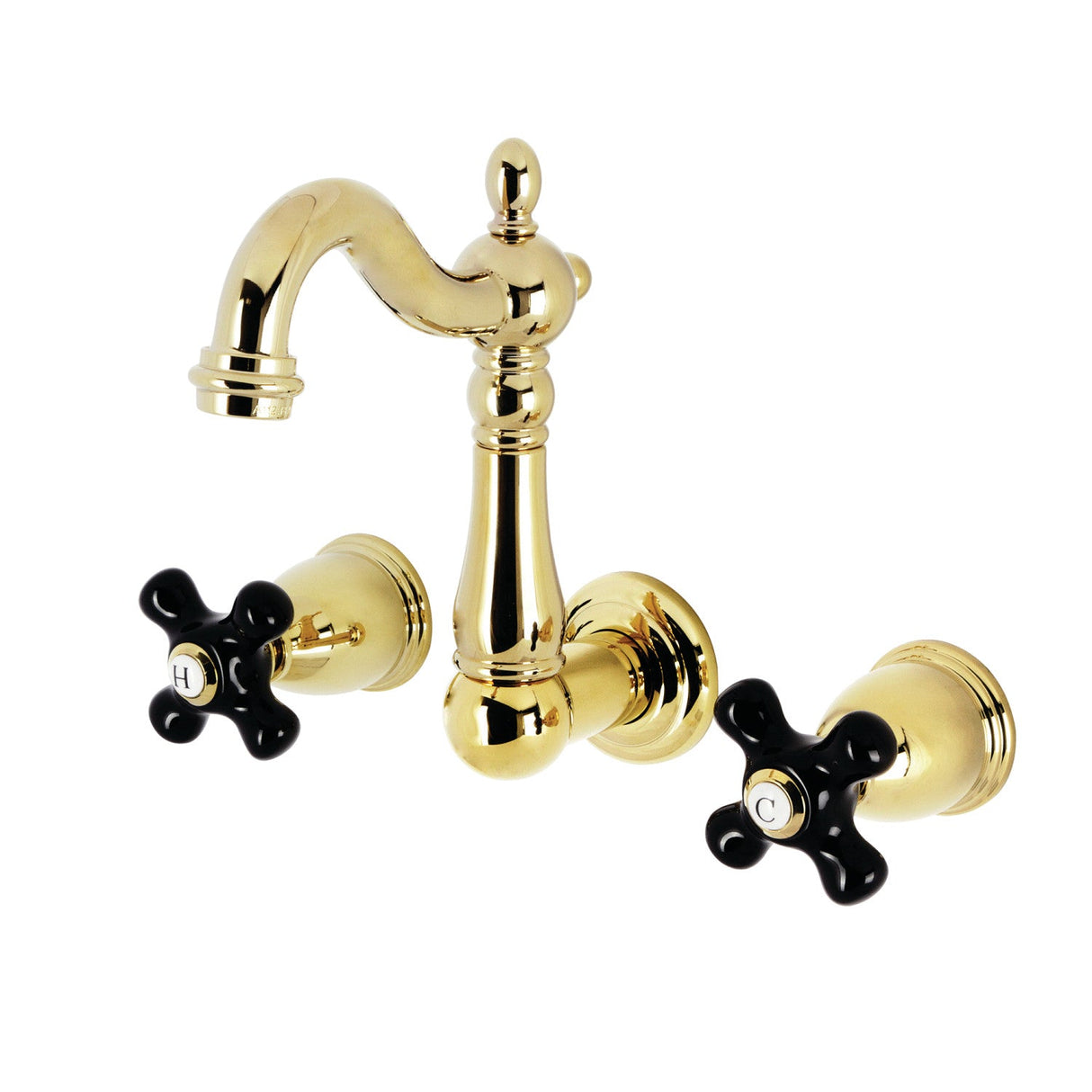 Duchess KS1222PKX Two-Handle Wall Mount Bathroom Faucet, Polished Brass