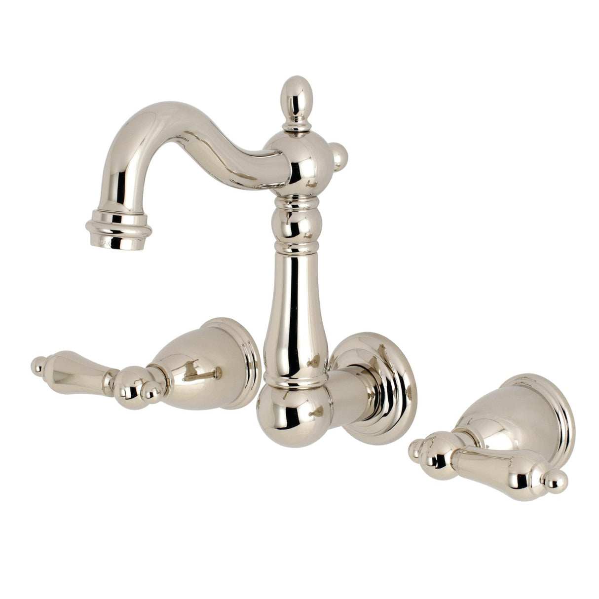 Heritage KS1226AL Two-Handle 3-Hole Wall Mount Bathroom Faucet, Polished Nickel