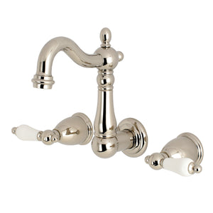 Heritage KS1226PL Two-Handle 3-Hole Wall Mount Bathroom Faucet, Polished Nickel