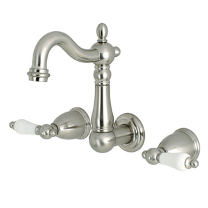 Heritage KS1228PL Two-Handle 3-Hole Wall Mount Bathroom Faucet, Brushed Nickel