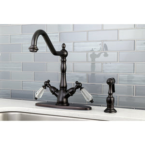 Wilshire KS1235WLLBS Two-Handle 2-or-4 Hole Deck Mount Kitchen Faucet with Brass Sprayer, Oil Rubbed Bronze