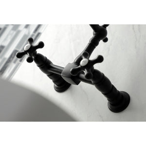 Heritage KS1240AX Two-Handle 2-Hole Wall Mount Bridge Kitchen Faucet, Matte Black
