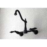 Duchess KS1240PKL Two-Handle 2-Hole Wall Mount Bridge Kitchen Faucet, Matte Black