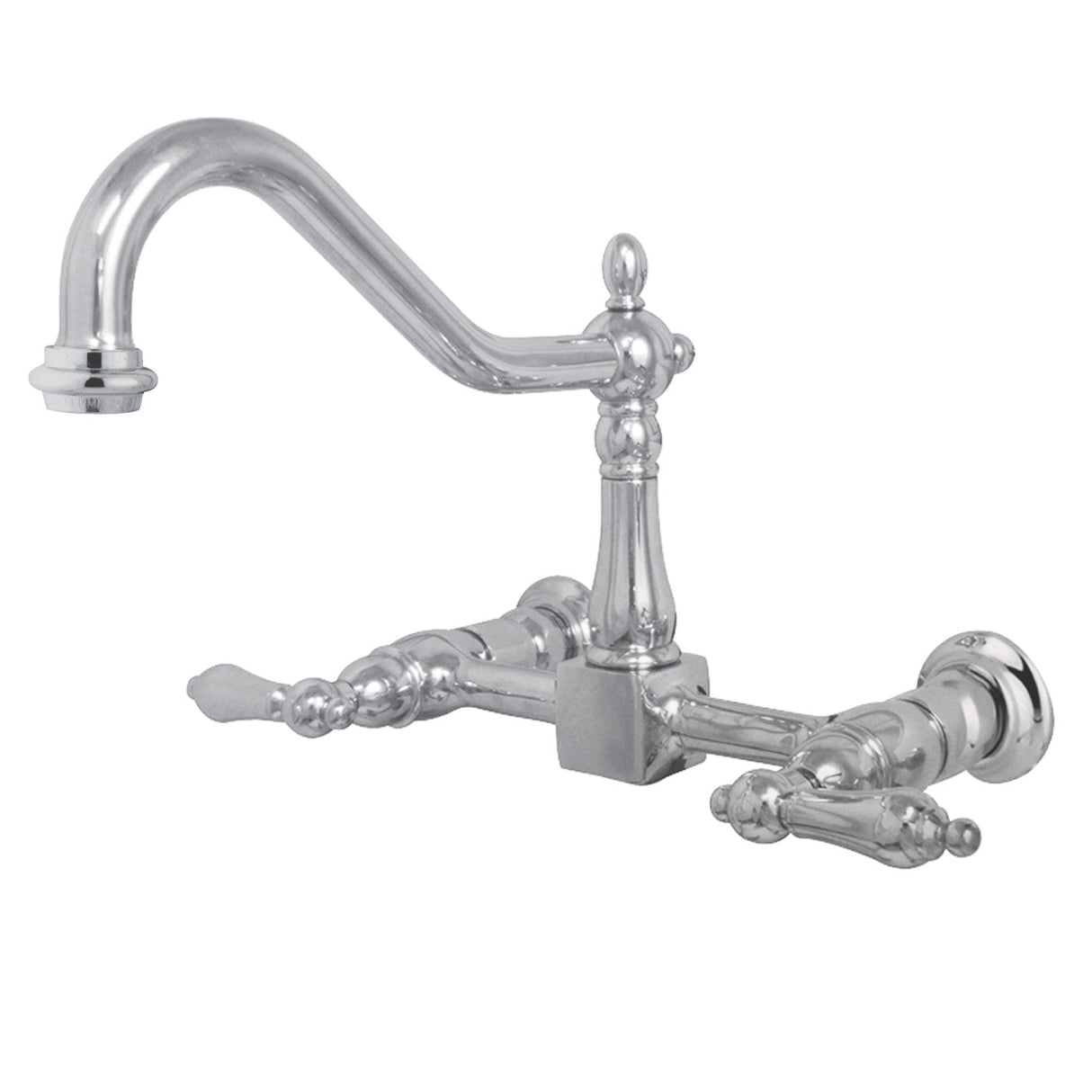 Heritage KS1241AL Two-Handle 2-Hole Wall Mount Bridge Kitchen Faucet, Polished Chrome