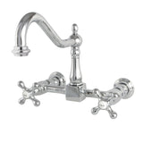 Heritage KS1241AX Two-Handle 2-Hole Wall Mount Bridge Kitchen Faucet, Polished Chrome