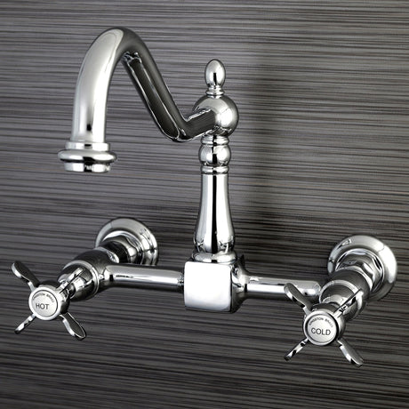 Essex KS1241BEX Two-Handle 2-Hole Wall Mount Bridge Kitchen Faucet, Polished Chrome