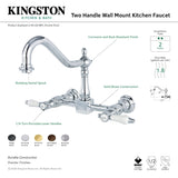 Bel-Air KS1241BPL Two-Handle 2-Hole Wall Mount Bridge Kitchen Faucet, Polished Chrome