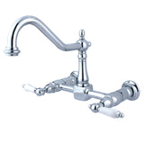 Heritage KS1241PL Two-Handle 2-Hole Wall Mount Bridge Kitchen Faucet, Polished Chrome