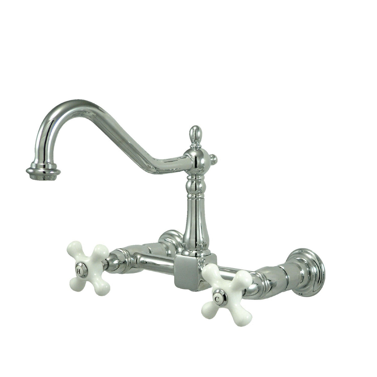 Heritage KS1241PX Two-Handle 2-Hole Wall Mount Bridge Kitchen Faucet, Polished Chrome