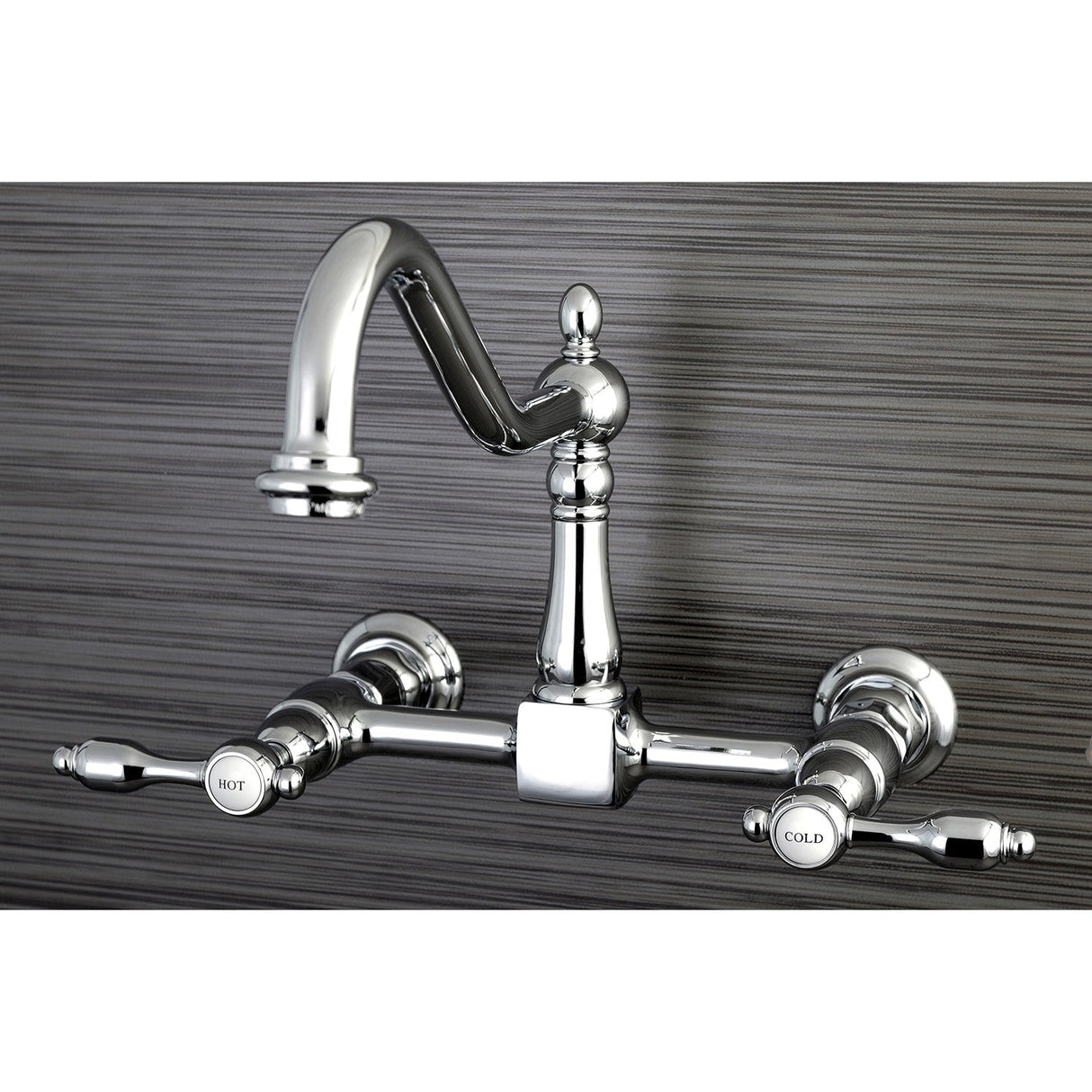 Tudor KS1241TAL Two-Handle 2-Hole Wall Mount Bridge Kitchen Faucet, Polished Chrome