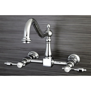 Tudor KS1241TAL Two-Handle 2-Hole Wall Mount Bridge Kitchen Faucet, Polished Chrome