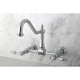 Tudor KS1241TAL Two-Handle 2-Hole Wall Mount Bridge Kitchen Faucet, Polished Chrome