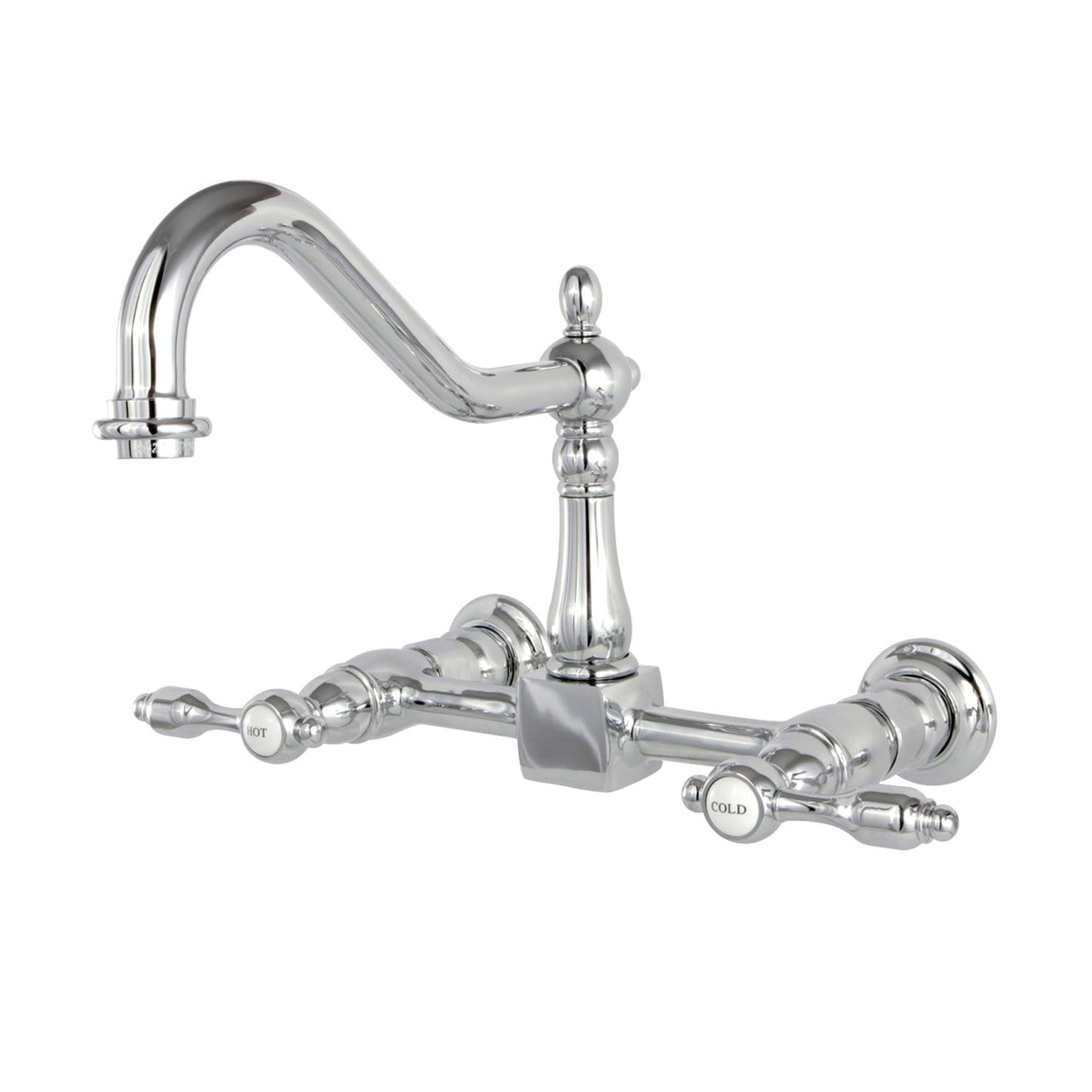 Tudor KS1241TAL Two-Handle 2-Hole Wall Mount Bridge Kitchen Faucet, Polished Chrome