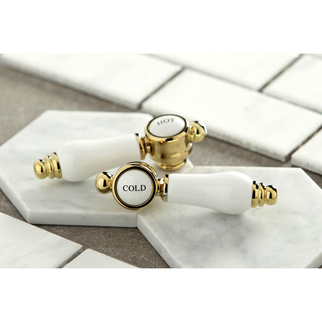 Bel-Air KS1242BPL Two-Handle 2-Hole Wall Mount Bridge Kitchen Faucet, Polished Brass