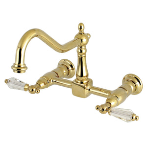 Wilshire KS1242WLL Two-Handle 2-Hole Wall Mount Bridge Kitchen Faucet, Polished Brass