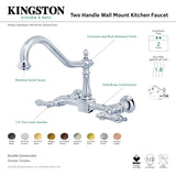Heritage KS1243AL Two-Handle 2-Hole Wall Mount Bridge Kitchen Faucet, Antique Brass