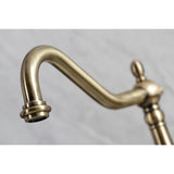 Duchess KS1243PKL Two-Handle 2-Hole Wall Mount Bridge Kitchen Faucet, Antique Brass