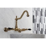 Duchess KS1243PKL Two-Handle 2-Hole Wall Mount Bridge Kitchen Faucet, Antique Brass