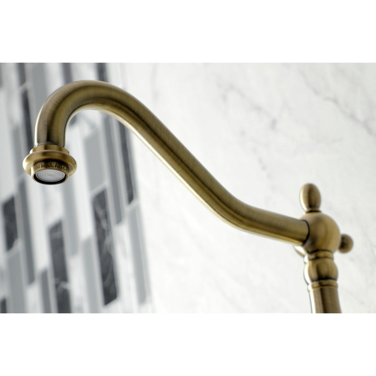 Duchess KS1243PKLBS Two-Handle 2-Hole Wall Mount Bridge Kitchen Faucet with Brass Sprayer, Antique Brass