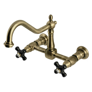 Duchess KS1243PKX Two-Handle 2-Hole Wall Mount Bridge Kitchen Faucet, Antique Brass
