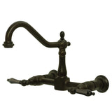 Heritage KS1245AL Two-Handle 2-Hole Wall Mount Bridge Kitchen Faucet, Oil Rubbed Bronze