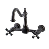 Duchess KS1245PKX Two-Handle 2-Hole Wall Mount Bridge Kitchen Faucet, Oil Rubbed Bronze