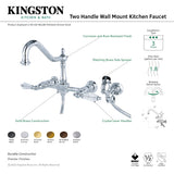 Wilshire KS1245WLLBS Two-Handle 2-Hole Wall Mount Bridge Kitchen Faucet with Brass Sprayer, Oil Rubbed Bronze