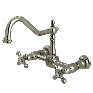 Heritage KS1246AX Two-Handle 2-Hole Wall Mount Bridge Kitchen Faucet, Polished Nickel