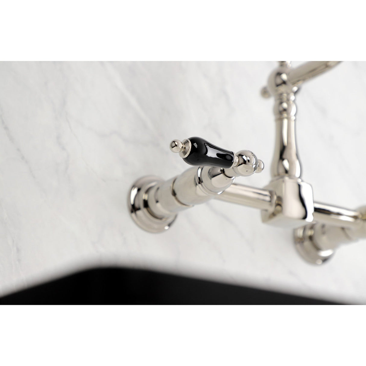 Duchess KS1246PKL Two-Handle 2-Hole Wall Mount Bridge Kitchen Faucet, Polished Nickel