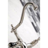 Duchess KS1246PKL Two-Handle 2-Hole Wall Mount Bridge Kitchen Faucet, Polished Nickel