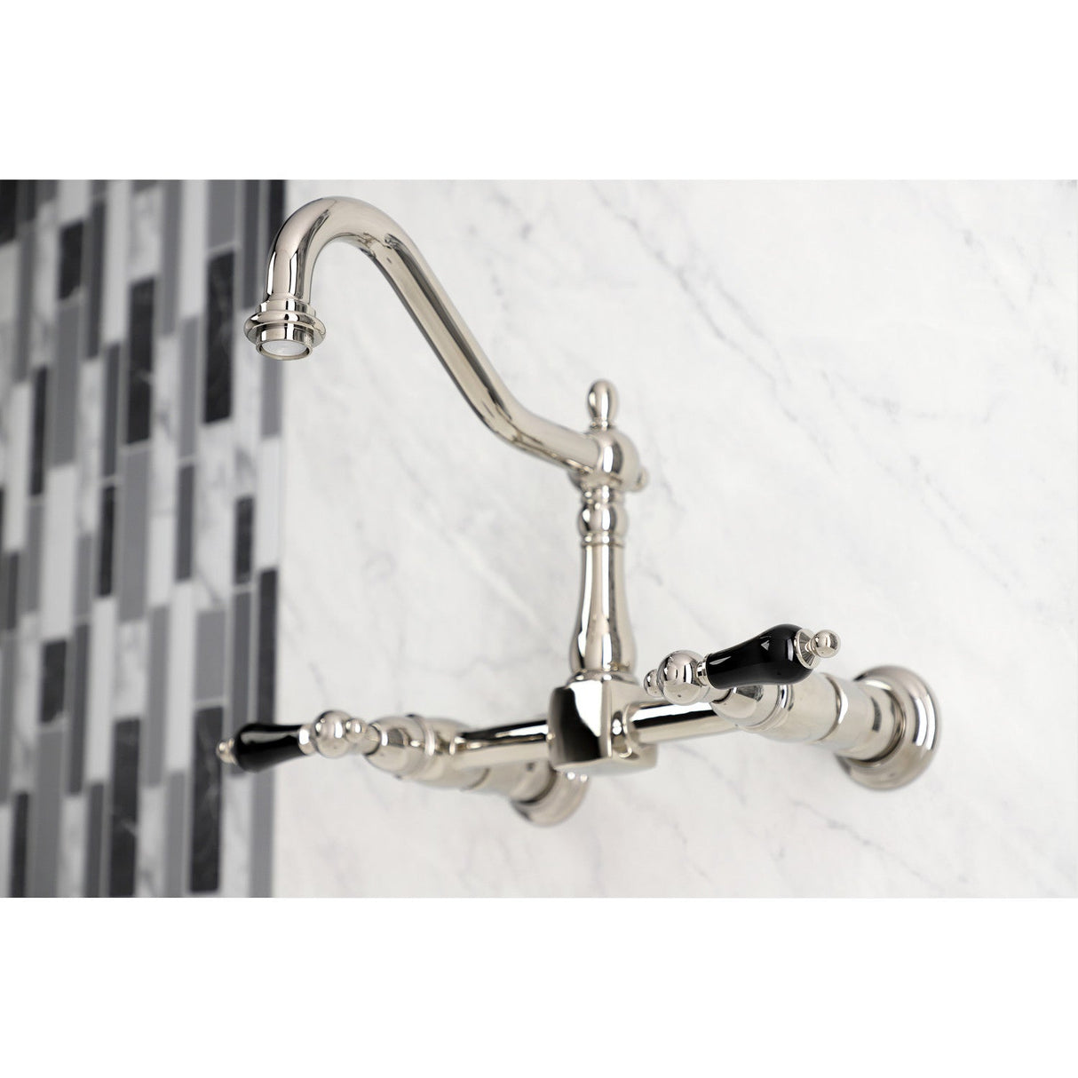 Duchess KS1246PKL Two-Handle 2-Hole Wall Mount Bridge Kitchen Faucet, Polished Nickel