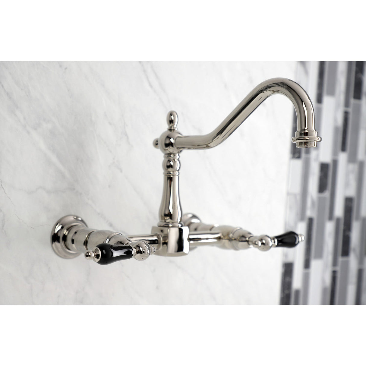 Duchess KS1246PKL Two-Handle 2-Hole Wall Mount Bridge Kitchen Faucet, Polished Nickel