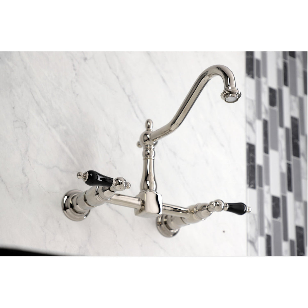 Duchess KS1246PKL Two-Handle 2-Hole Wall Mount Bridge Kitchen Faucet, Polished Nickel