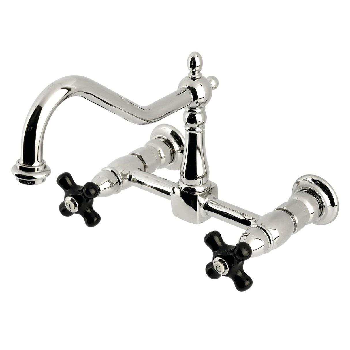 Duchess KS1246PKX Two-Handle 2-Hole Wall Mount Bridge Kitchen Faucet, Polished Nickel