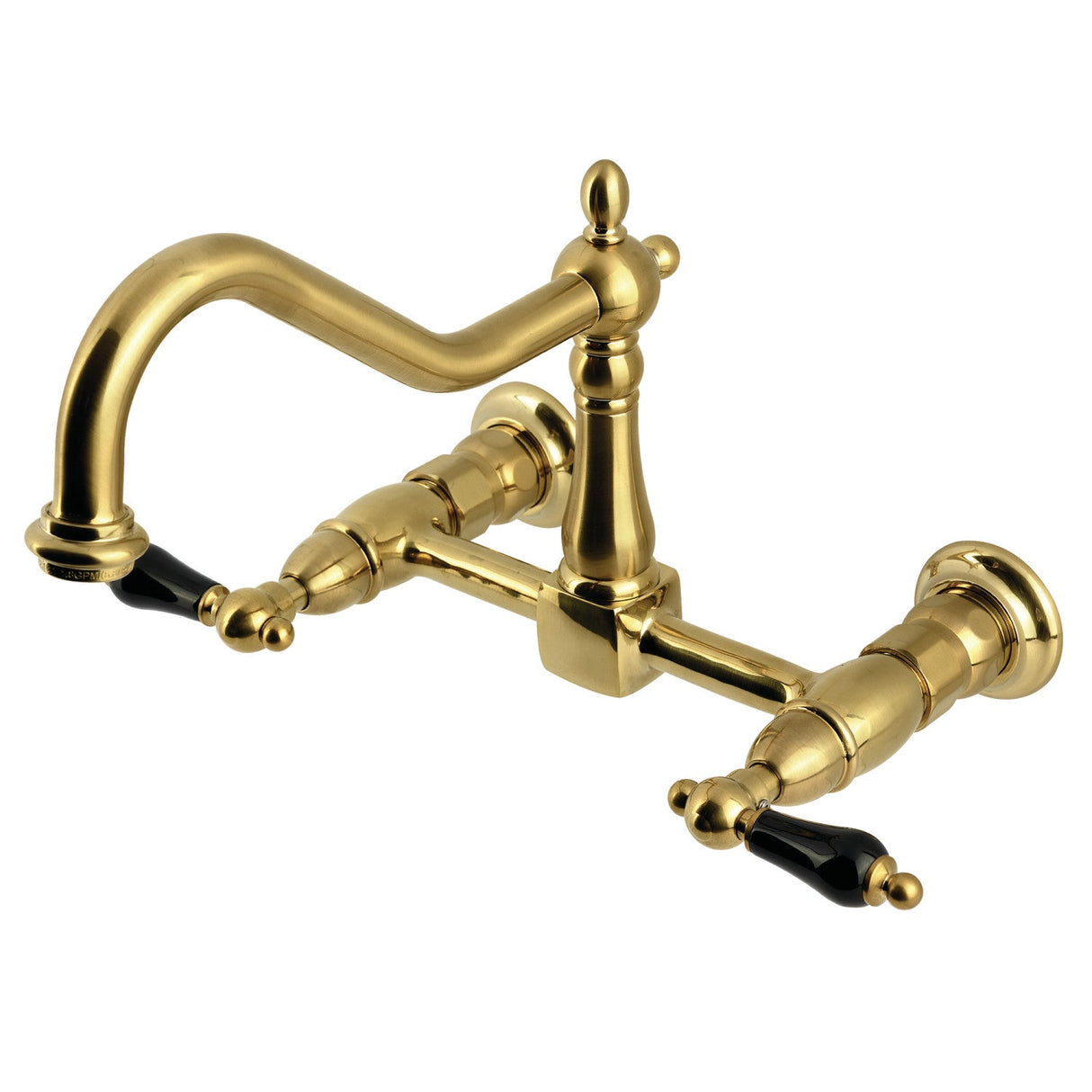 Duchess KS1247PKL Two-Handle 2-Hole Wall Mount Bridge Kitchen Faucet, Brushed Brass