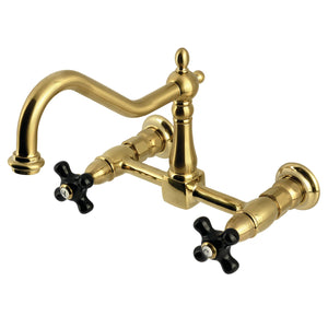 Duchess KS1247PKX Two-Handle 2-Hole Wall Mount Bridge Kitchen Faucet, Brushed Brass