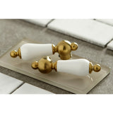 Heritage KS1247PL Two-Handle 2-Hole Wall Mount Bridge Kitchen Faucet, Brushed Brass