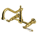 Wilshire KS1247WLL Two-Handle 2-Hole Wall Mount Bridge Kitchen Faucet, Brushed Brass