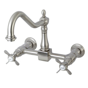 Essex KS1248BEX Two-Handle 2-Hole Wall Mount Bridge Kitchen Faucet, Brushed Nickel